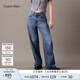 Calvin KleinJeans25春夏女士經(jīng)典標牌ck美式復古洗水寬松闊腿牛仔褲47B939G VYE-牛仔淺藍 27