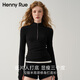 Henny Rue女士打底衫女秋冬基礎干練拉鏈半高領(lǐng)修身內搭保暖純色百搭上衣 深邃黑 L （建議100-120斤）