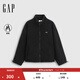 GAP女裝2025秋季新款刺繡logo搖粒絨寬松拉鏈立領(lǐng)外套保暖829622 黑色 S (160/84A) 亞洲尺碼