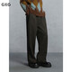 GXG男裝 商場(chǎng)同款全毛精紡西褲通勤休閑褲男褲 深綠色 180/XL