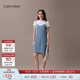 Calvin KleinJeans25早秋新款女士復古少女感性感ck純棉吊帶疊穿牛仔連衣裙 XDM-牛仔淺藍 M
