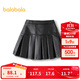 巴拉巴拉童裝兒童半身裙秋冬裝女童短裙子PU仿皮百褶裙甜酷時(shí)尚潮 黑色90001 150cm