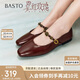 百思圖25春簡(jiǎn)約復古瑪麗珍鞋方跟女單鞋M1107AQ5 紅色 37