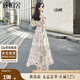 絲柏舍法式V領(lǐng)碎花連衣裙女2025夏裝新款收腰修身顯瘦過膝長裙