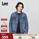 Lee25秋冬新品舒適版翻領(lǐng)數(shù)碼印花激光復(fù)古深藍(lán)色男牛仔夾克外套