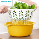 茶花 洗菜籃子瀝水籃洗菜盆蔬菜架淋水籃水果盆漏水果蔬淘菜盆滴水篩 【單個(gè)裝】黃色