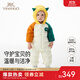 英氏（YEEHOO）嬰兒保暖羽絨服2025冬季新款新年紅色外出服寶寶長(cháng)袖超韌絨連體衣 淺杏白 90 cm （建議1-2歲半）