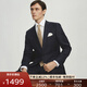 FULL MONTY2024FULL MONTY西服套裝男士羊毛格紋西裝結婚商務(wù)正裝 藏青色3289 42