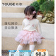 幼歌（YOUGE）嬰幼兒春季新款小兔撞色坑條T恤柔軟親膚舒適打底衫 米黃上衣（66-90肩開扣） 90 cm