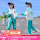 BICAIYA女童運動(dòng)套裝春秋裝款新款網(wǎng)紅女孩8洋氣中大童休閑3-15女孩衣服 孔雀藍 140 (建議135-140cm重52-65斤)