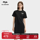 FILA 斐樂(lè )官方女裝針織連衣裙2025秋季新款時(shí)尚休閑舒適拼接T恤裙 正黑色-BK L 170/88A/L