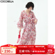 COCOBELLA度假風(fēng)玫瑰花苞腰繩印花雪紡連衣裙吊帶裙兩件套FR176-2 玫瑰色 S