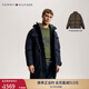 TOMMY HILFIGER【三合一】秋冬男裝中長(cháng)合身連帽派克服保暖棉服夾克外套 藏青色/軍綠色DW5 M