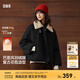 森馬（Semir）羽絨服女插肩袖可脫卸毛領(lǐng)2025新款冬季oversize花苞外套復(fù)古 黑色調(diào)（灰鴨絨）00399（特寬松介意可拍小一碼） S