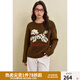 獨束大碼女裝寬松趣味圖案毛衣2024冬裝新款卡通內搭休閑氣質(zhì)針織 咖色 L (尺碼：2)