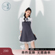 紫涵（ZIHAN）紫涵假兩件襯衫領(lǐng)連衣裙女秋季收腰顯瘦七分袖網(wǎng)紗短裙子 深灰 L