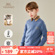 英氏（YEEHOO）男女童羊毛衫兒童毛衣秋冬季純色百搭保暖套頭中大童裝洋氣冬裝新 星星字母-藍色 150
