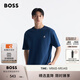 BOSS博斯【禮物】男士2025年夏季新款徽標飾片棉質(zhì)寬松 T 恤 466-藍色 M