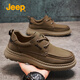 Jeep吉普休閑皮鞋男秋冬新款戶(hù)外增高軟底中年爸爸鞋防滑輕便運動(dòng)鞋男 卡其 【牛皮鞋面】【標準運動(dòng)鞋碼】 41