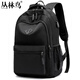 叢林?zhù)B（JUNGLE BIRD）簡(jiǎn)約雙肩包男女韓版初高中學(xué)生書(shū)包大容量大學(xué)生旅行休閑背包電腦包 黑色