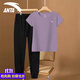 安踏運動(dòng)套裝女夏季款短袖t恤透氣長(cháng)褲運動(dòng)休閑服飾跑步健身服兩件套 -6綢灰紫 L/170