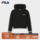 FILA 斐樂(lè )官方女士編織衫2025冬季新款休閑寬松連帽拉鏈毛衣開(kāi)衫 正黑色-BK L 170/88A/L