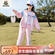 Burwilde國際品牌女童運動(dòng)套裝春秋2025新款中大童洋氣時(shí)髦秋裝兒童韓版時(shí) 粉色(外套+褲子)（禮盒裝） 140 cm