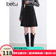 百圖betu女裝秋冬新款半身裙撞色線設(shè)計百搭短裙裙子女2410T73 黑色 L