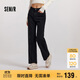 森馬（Semir）森柔牛仔|牛仔褲女抓毛寬松闊腿褲冬季女士做舊長褲103724124001A