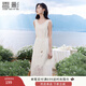 香影重工蕾絲連衣裙女無(wú)袖2025夏裝新款米白鏤空鉤花絕美海邊裙子 米白 L 165/88A/110-125斤