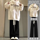 單/套裝秋冬新款韓版寬松連帽衛衣女休閑闊腿褲網(wǎng)紅穿搭一整套ins 029白色衛衣+黑色抽繩褲【冬款加絨套裝】 XL 建議120-140斤左右