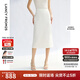 朗姿小香風(fēng)直筒高腰修身中長(cháng)款半身裙2025年夏季新款復古風(fēng)半裙 本白色 M