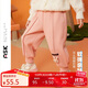 ASK JUNIOR女童褲子25秋冬保暖小童立體小兔華夫格長褲復(fù)合毛絨褲 粉色 120