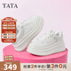 他她（TATA）孫樂(lè )言同款女鞋小白鯨鞋子厚底透氣板鞋小白鞋增高休閑鞋 白色 37