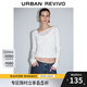 UR【HOT】2025秋季新款女裝魅力拼接蕾絲蕩領(lǐng)長(cháng)袖T恤UWG450190 本白 L