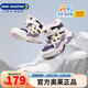 江博士冬季男女童拼色加絨保暖鞋子 戶(hù)外休閑魔術(shù)貼兒童運動(dòng)鞋 紫/白/黃（內里加絨） 26 腳長(cháng)約15.6-16.1