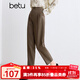 百圖betu女裝秋季新款休閑褲曠野美拉德直筒西褲褲子女2409T78 卡其綠 M