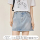 對白【AN大碼系列】海鹽冰淇淋復(fù)古牛仔半身裙夏季微胖mm高腰a字短裙 洗水牛仔藍(lán) 2XL