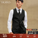 SKARO【澳洲質(zhì)感純羊毛】馬甲男商務(wù)修身西服背心黑色V領(lǐng)馬夾 黑色SKW021 L