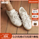 MIO米奧2025春季芭蕾風(fēng)休閑板鞋珍珠裝飾優(yōu)雅運動(dòng)鞋設計舒適女鞋單鞋 金色 38