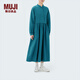 無(wú)印良品（MUJI）IDEE 女式 平織 長(cháng)袖連衣裙 女裝裙子早秋 GAD58C4S 深藍色 均 碼 （165/88A）