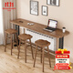愛(ài)極客實(shí)木休閑吧臺桌靠墻暖氣片遮擋高腳桌家用陽(yáng)臺靠窗長(cháng)條窄桌椅組合 胡桃色單桌：120*45*105cm高