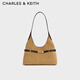 CHARLES&KEITH25秋新品腰帶式復古簡(jiǎn)約絨面腋下包CK2-40271621-1 Sahara Sand沙色 M