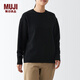 無(wú)印良品（MUJI）女式 美利奴羊毛中針距圓領(lǐng)毛衣長(cháng)袖多彩針織衫女款秋季 BAH11A2A 黑色 M (160/84A)