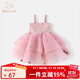 班喜迪女童夏裝連衣裙2025新款洋氣兒童公主裙周歲寶寶禮服蓬蓬紗裙夏季 粉色 80