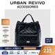 URBAN REVIVO2025秋季新款女士小香風(fēng)菱格絎縫背包UAWB50167+ 黑色