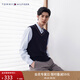 TOMMY HILFIGER秋冬男女純棉商務(wù)休閑通勤學(xué)院風(fēng)鑲邊V領(lǐng)內(nèi)搭針織背心 藏青色FAP S （推薦：120-135斤）