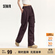 森馬休閑褲女顯腿長(cháng)吸濕速干闊腿褲春秋彈力工裝褲109524127003