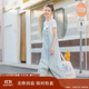 茵曼百搭簡(jiǎn)約風(fēng)牛仔連衣裙兩件套裝夏女裝休閑背帶長(cháng)裙子 淺牛仔 S