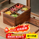木雅軒干果盤(pán)實(shí)木干果盒瓜子糖果盤(pán)分格水果盤(pán)客廳干果收納盒果盤(pán)零食盤(pán) 胡桃木雙層+12玻璃碗